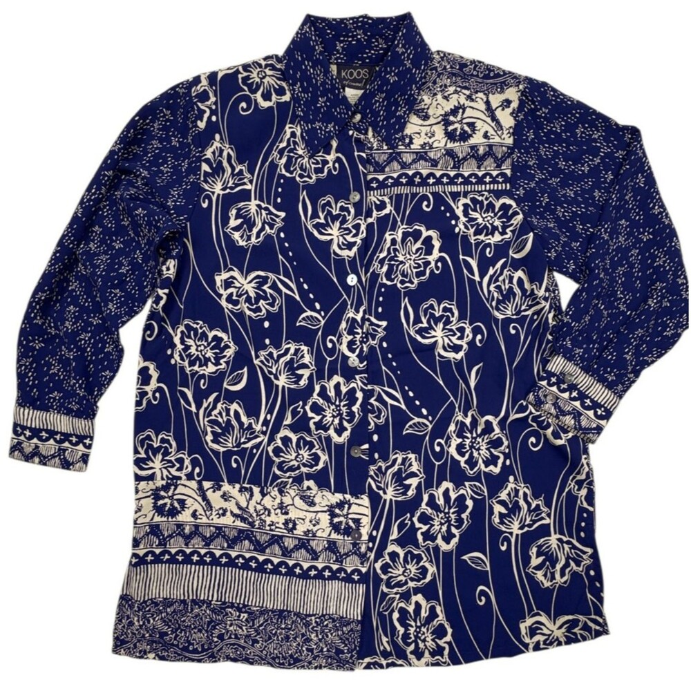 VTG 90s Y2K Koos Of Course Patchwork Floral Geo Art To Wear Button Shirt M